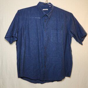 no label Quality Only Shirt Button Down Dark Blue Linen Cotton Blend Size 3XL